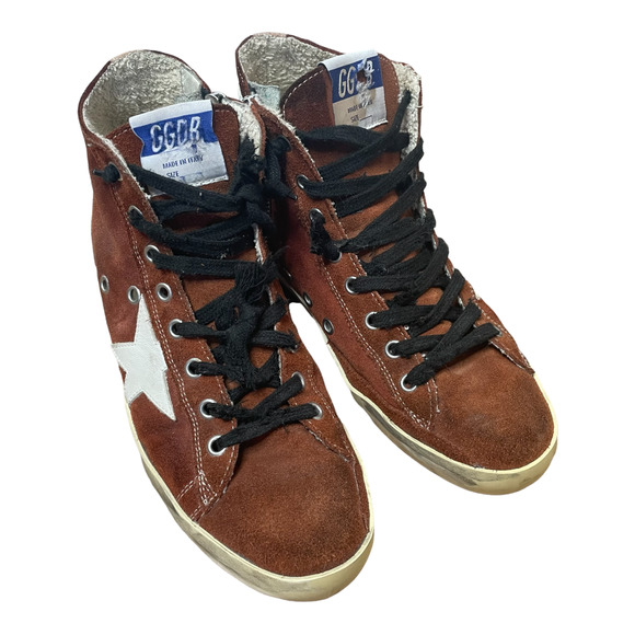 SOLD SOLD SOLD Golden Goose Francy Sienna Brown Suede White Star High Tops 37 - Picture 3 of 9
